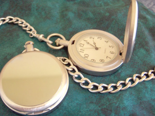 Engraved Brushed Silver Pcket Watch