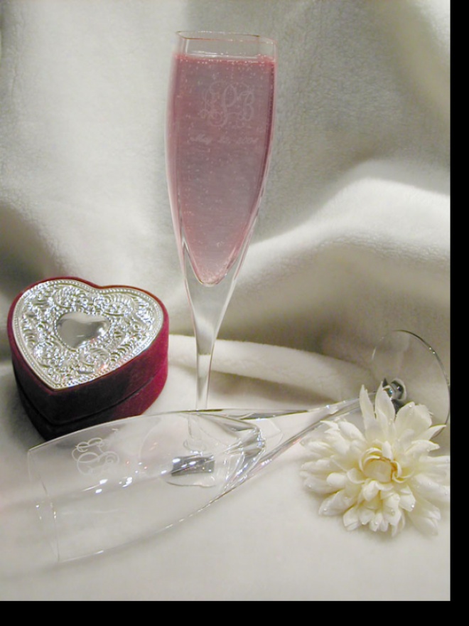 Engraved Mikasa Panache Square Toasting Flutes