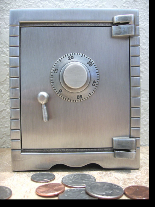 Engraved Pewter Finish Vault Bank