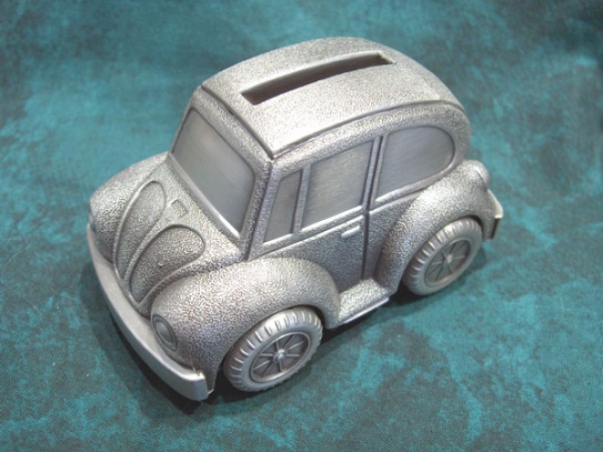 Engraved Pewter Finish Vw Beetle Bank