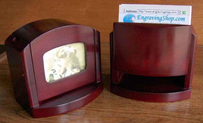 Engraved Rosewood Business Card Holder With Frame