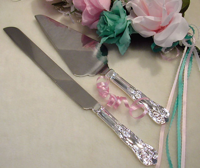 Engraved Silver Plated Cake Server Set