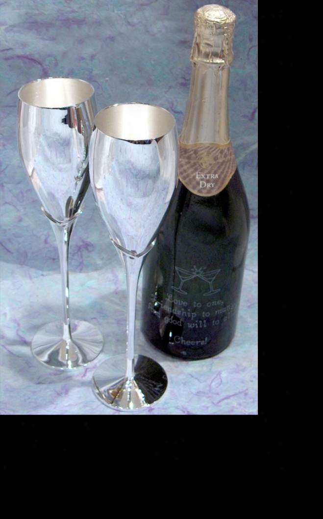 Engraved Silver Plated Calla Lily Toasting Goblets
