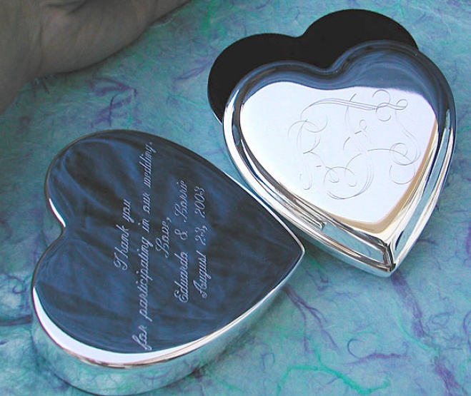 Engraved Silvre Plated Heart Box