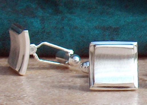 Engraved Square Silver Cuff Links