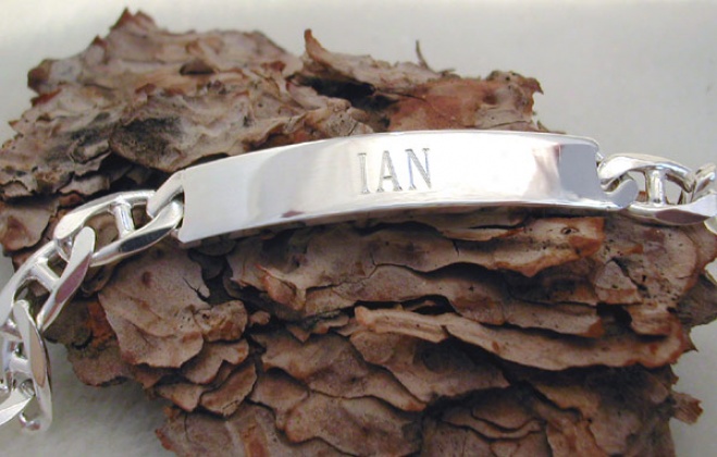 Engraved Sterling Silver Anchor Id Bracelet