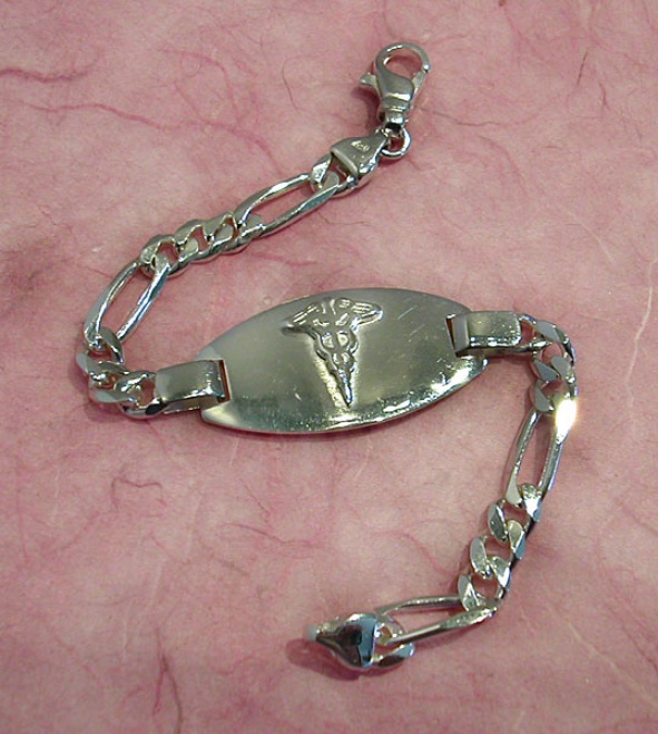 Engraved Sterling Gentle Medical Id Bracelet