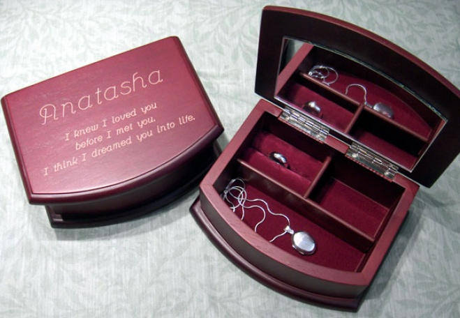 Engraved Wooden Jewels Box