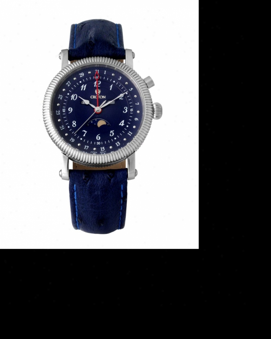 Gents Croton Reserve Watch With Blue Ostrich Leather Strap