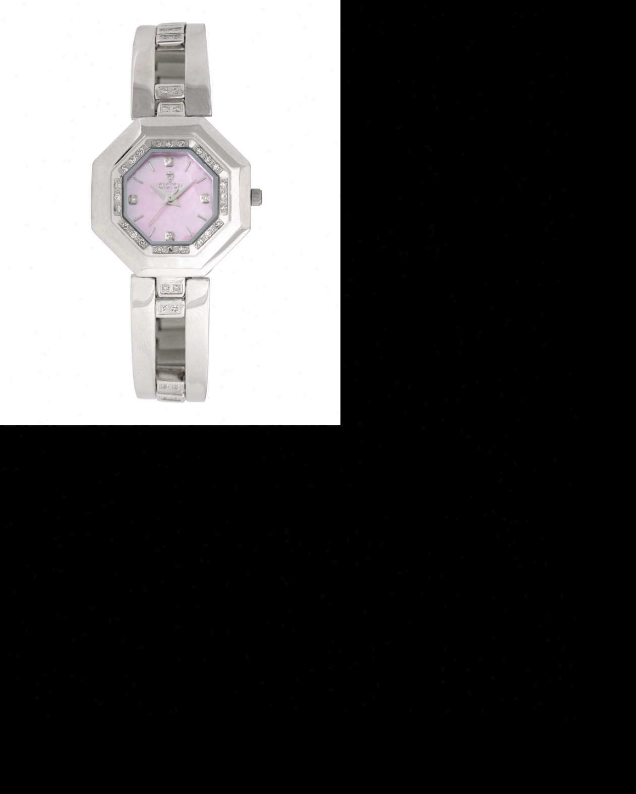 Ladies Croton Reserve Diamond Watch With Pink Mother Of Pearl Octagon Dial