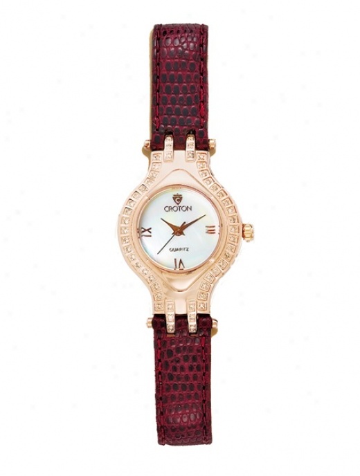 Ladies Maroon Leather Diamond Reserve Wait