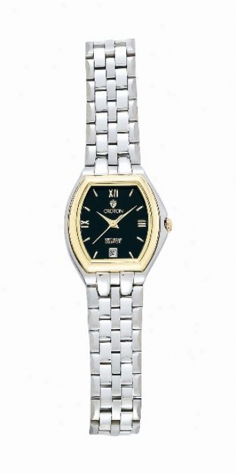 Ladie's Two-tone Black Dial Croton Equator Watch