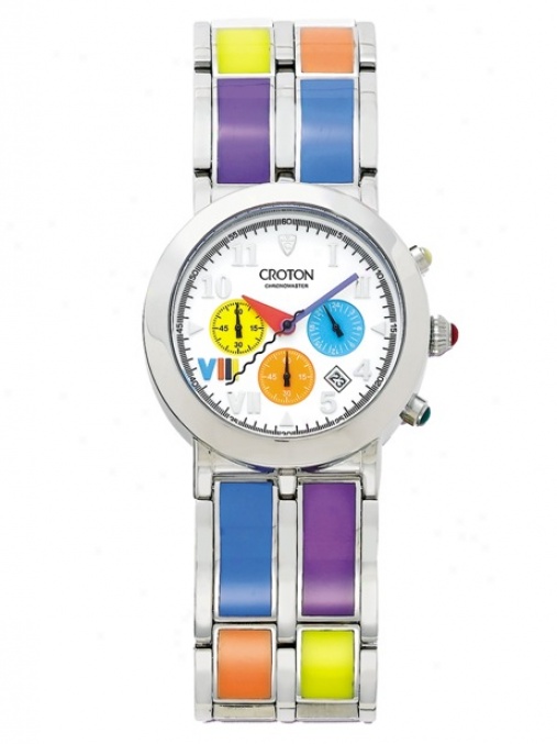 Men's Croton Reserve Swiss Enamel Chronograph Watch With Round White Doal