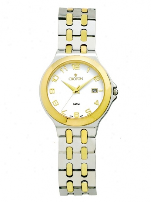 Men's Croton Two-tone Watch With White Dial
