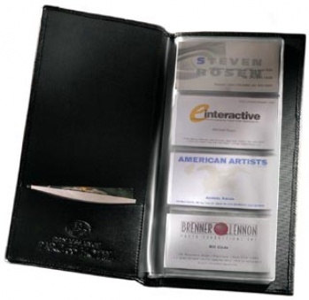 Andrew Philips Florentine Napa Leather 4-high Business Card File #1540fn Blk