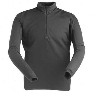 Midweight Men's Base Layer Zip Top Black Large