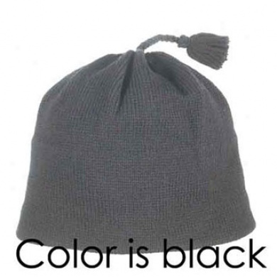Solid Knit Tassel Beanie Black Xlarge
